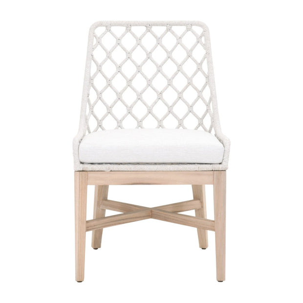 Essentials For Living Lattis Outdoor Dining Chair ~ White Speckle Flat Rope, Performance White Speckle, Gray Teak