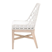 Essentials For Living Lattis Outdoor Dining Chair ~ White Speckle Flat Rope, Performance White Speckle, Gray Teak