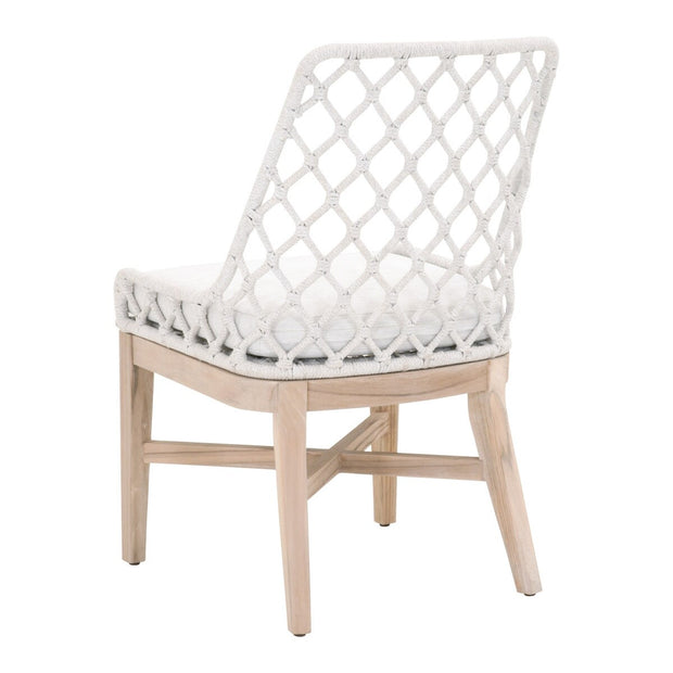 Essentials For Living Lattis Outdoor Dining Chair ~ White Speckle Flat Rope, Performance White Speckle, Gray Teak