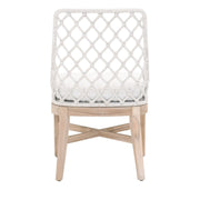 Essentials For Living Lattis Outdoor Dining Chair ~ White Speckle Flat Rope, Performance White Speckle, Gray Teak