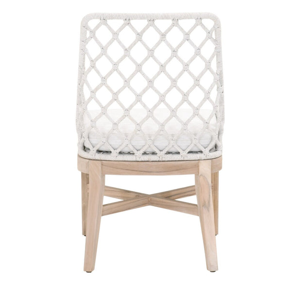 Essentials For Living Lattis Outdoor Dining Chair ~ White Speckle Flat Rope, Performance White Speckle, Gray Teak