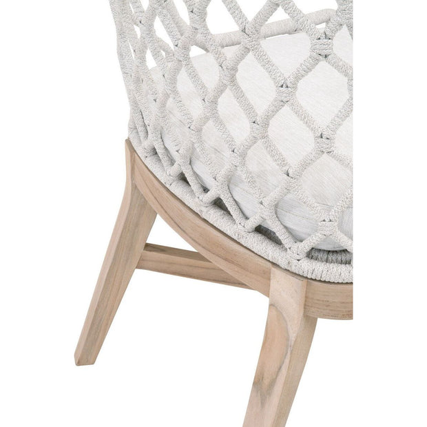 Essentials For Living Lattis Outdoor Dining Chair ~ White Speckle Flat Rope, Performance White Speckle, Gray Teak