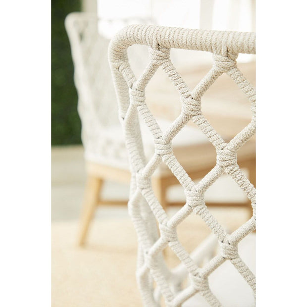 Essentials For Living Lattis Outdoor Dining Chair ~ White Speckle Flat Rope, Performance White Speckle, Gray Teak