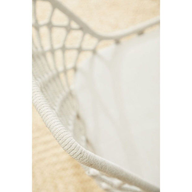 Essentials For Living Lattis Outdoor Dining Chair ~ White Speckle Flat Rope, Performance White Speckle, Gray Teak