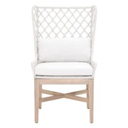 Essentials For Living Lattis Outdoor Wing Chair~ White Speckle Flat Rope, Performance White Speckle, Gray Teak