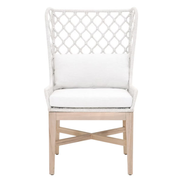 Essentials For Living Lattis Outdoor Wing Chair~ White Speckle Flat Rope, Performance White Speckle, Gray Teak