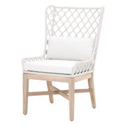Essentials For Living Lattis Outdoor Wing Chair~ White Speckle Flat Rope, Performance White Speckle, Gray Teak