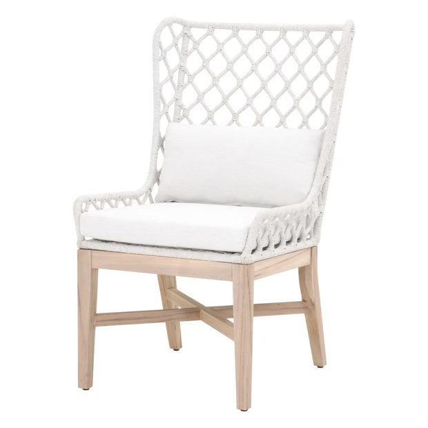 Essentials For Living Lattis Outdoor Wing Chair~ White Speckle Flat Rope, Performance White Speckle, Gray Teak