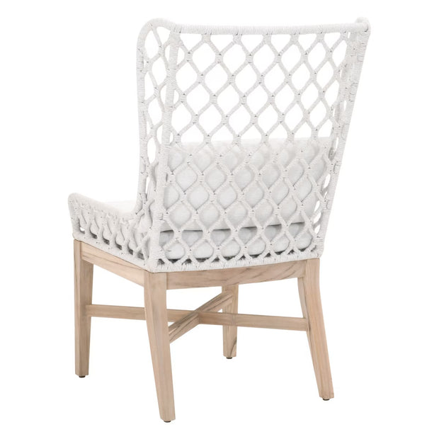 Essentials For Living Lattis Outdoor Wing Chair~ White Speckle Flat Rope, Performance White Speckle, Gray Teak