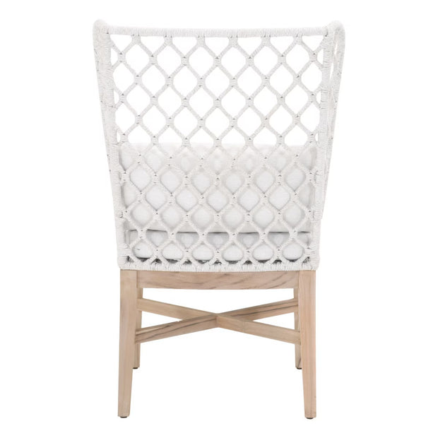 Essentials For Living Lattis Outdoor Wing Chair~ White Speckle Flat Rope, Performance White Speckle, Gray Teak