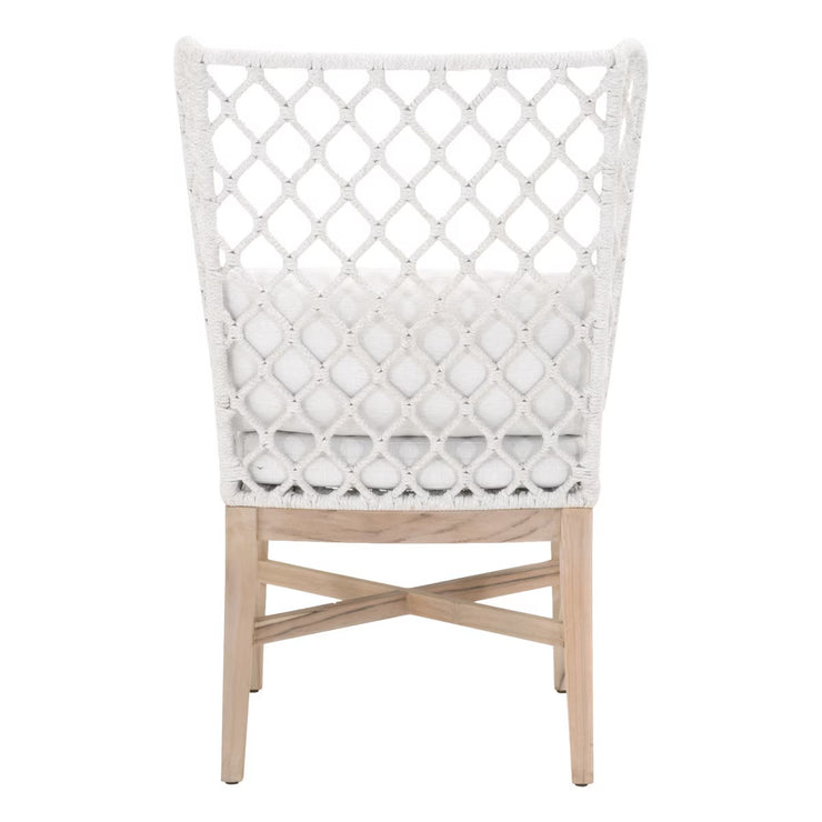 Essentials For Living Lattis Outdoor Wing Chair~ White Speckle Flat Rope, Performance White Speckle, Gray Teak