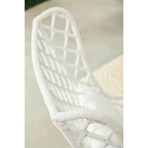 Essentials For Living Lattis Outdoor Wing Chair~ White Speckle Flat Rope, Performance White Speckle, Gray Teak