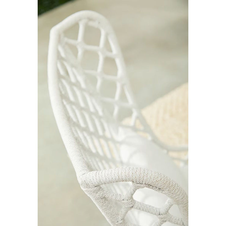 Essentials For Living Lattis Outdoor Wing Chair~ White Speckle Flat Rope, Performance White Speckle, Gray Teak