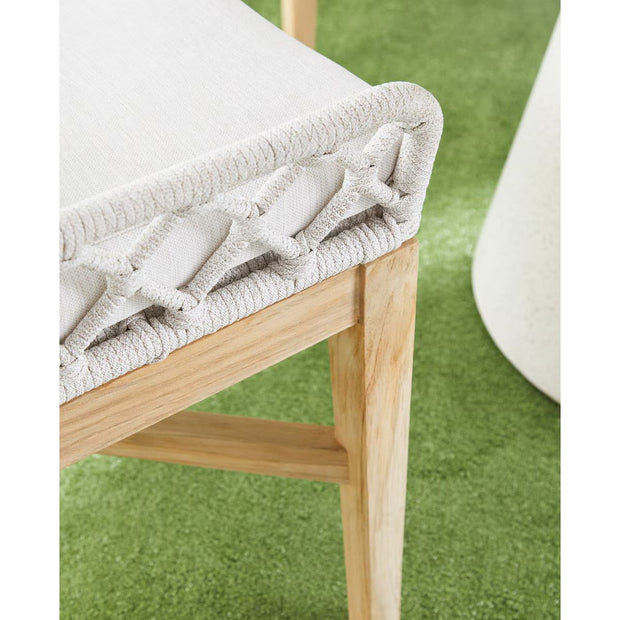 Essentials For Living Lattis Outdoor Wing Chair~ White Speckle Flat Rope, Performance White Speckle, Gray Teak