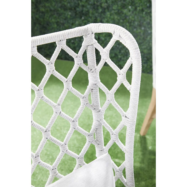 Essentials For Living Lattis Outdoor Wing Chair~ White Speckle Flat Rope, Performance White Speckle, Gray Teak