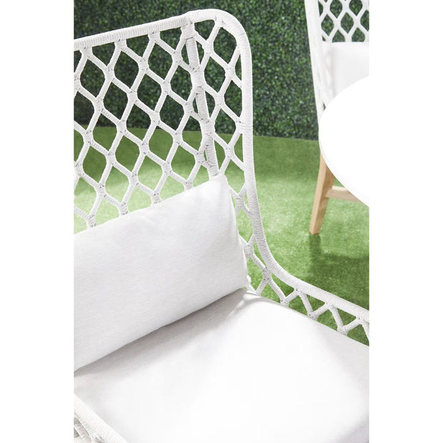 Essentials For Living Lattis Outdoor Wing Chair~ White Speckle Flat Rope, Performance White Speckle, Gray Teak