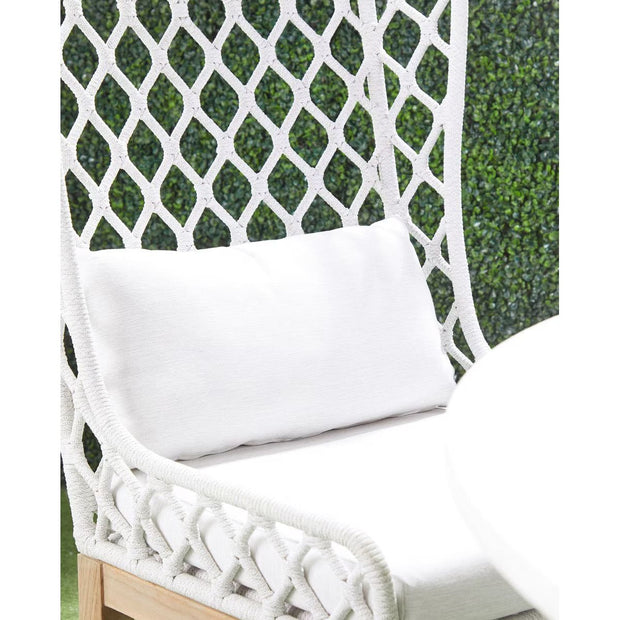 Essentials For Living Lattis Outdoor Wing Chair~ White Speckle Flat Rope, Performance White Speckle, Gray Teak