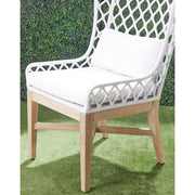 Essentials For Living Lattis Outdoor Wing Chair~ White Speckle Flat Rope, Performance White Speckle, Gray Teak