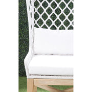 Essentials For Living Lattis Outdoor Wing Chair~ White Speckle Flat Rope, Performance White Speckle, Gray Teak