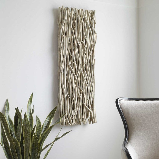 Uttermost Gathered Bleached Teak Wood Wall Panel
