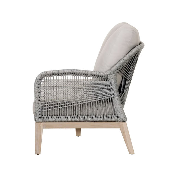Essentials For Living Loom Outdoor 79” Sofa ~ Platinum Rope, Performance Smoke Gray, Gray Teak