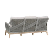 Essentials For Living Loom Outdoor 79” Sofa ~ Platinum Rope, Performance Smoke Gray, Gray Teak
