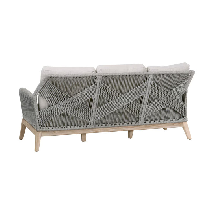 Essentials For Living Loom Outdoor 79” Sofa ~ Platinum Rope, Performance Smoke Gray, Gray Teak