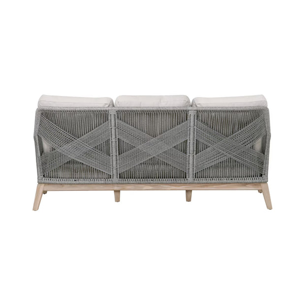 Essentials For Living Loom Outdoor 79” Sofa ~ Platinum Rope, Performance Smoke Gray, Gray Teak