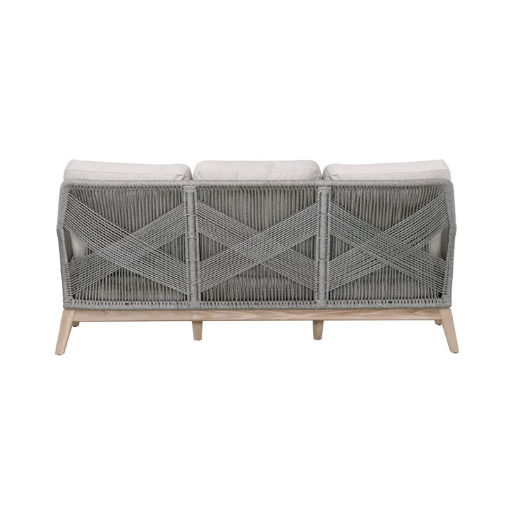 Essentials For Living Loom Outdoor 79” Sofa ~ Platinum Rope, Performance Smoke Gray, Gray Teak