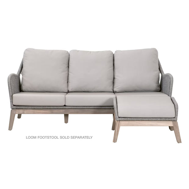 Essentials For Living Loom Outdoor 79” Sofa ~ Platinum Rope, Performance Smoke Gray, Gray Teak