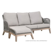 Essentials For Living Loom Outdoor 79” Sofa ~ Platinum Rope, Performance Smoke Gray, Gray Teak