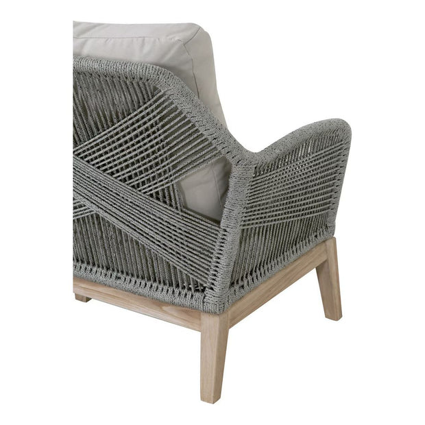 Essentials For Living Loom Outdoor 79” Sofa ~ Platinum Rope, Performance Smoke Gray, Gray Teak