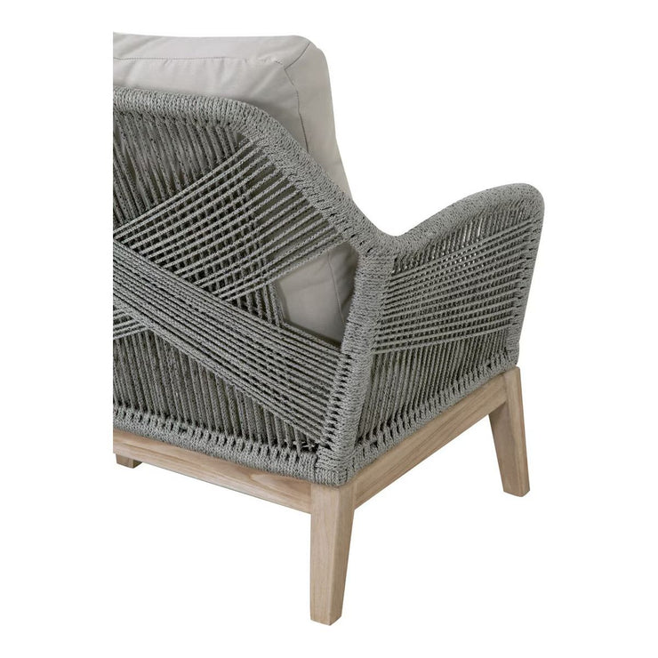 Essentials For Living Loom Outdoor 79” Sofa ~ Platinum Rope, Performance Smoke Gray, Gray Teak