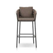 Four Hands Porto Bronze Outdoor Bar Stool ~ Ellor Brown Cushioned Seat and Back