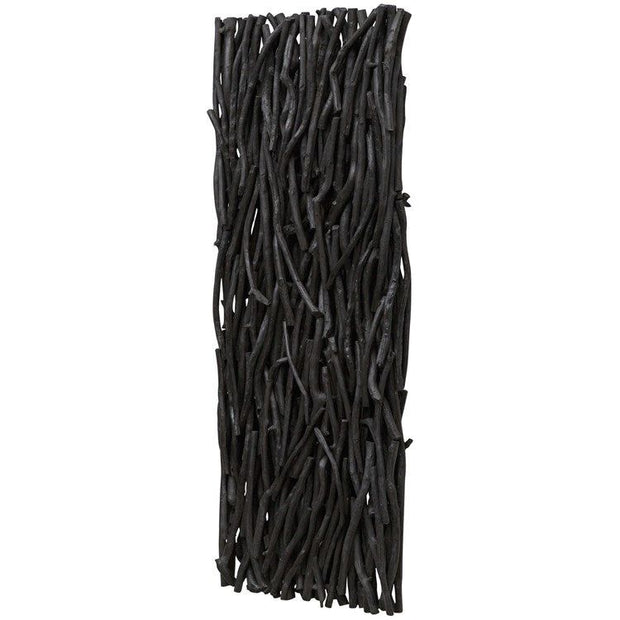 Uttermost Gathered Black Teak Wood Wall Panel
