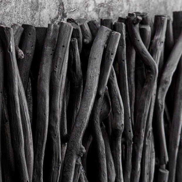 Uttermost Gathered Black Teak Wood Wall Panel