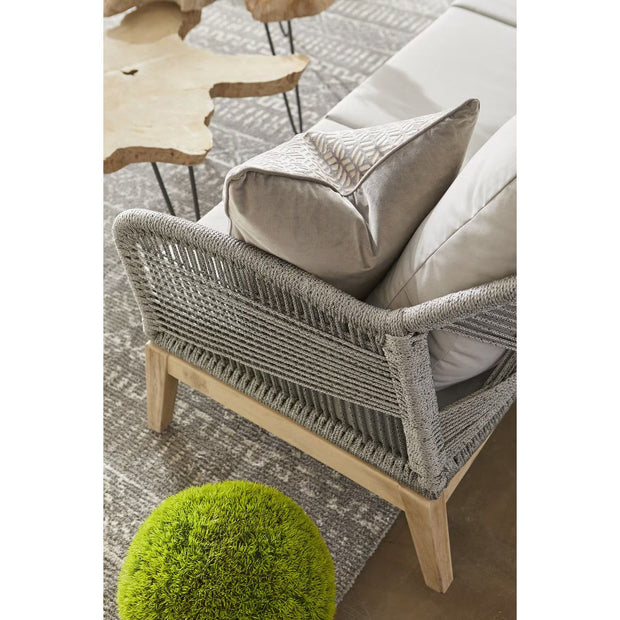 Essentials For Living Loom Outdoor 79” Sofa ~ Platinum Rope, Performance Smoke Gray, Gray Teak