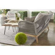 Essentials For Living Loom Outdoor 79” Sofa ~ Platinum Rope, Performance Smoke Gray, Gray Teak
