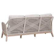Essentials For Living Loom Outdoor 79” Sofa ~ Taupe & White Flat Rope, Performance Pumice, Gray Teak
