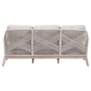 Essentials For Living Loom Outdoor 79” Sofa ~ Taupe & White Flat Rope, Performance Pumice, Gray Teak