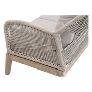 Essentials For Living Loom Outdoor 79” Sofa ~ Taupe & White Flat Rope, Performance Pumice, Gray Teak