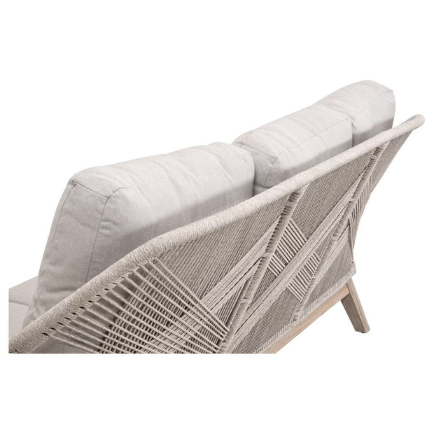 Essentials For Living Loom Outdoor 79” Sofa ~ Taupe & White Flat Rope, Performance Pumice, Gray Teak