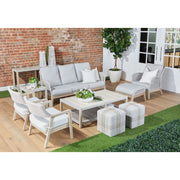 Essentials For Living Loom Outdoor 79” Sofa ~ Taupe & White Flat Rope, Performance Pumice, Gray Teak