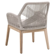Essentials For Living Loom Outdoor Arm Chair ~ Taupe & White Flat Rope, Performance Pumice, Gray Teak