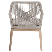 Essentials For Living Loom Outdoor Arm Chair ~ Taupe & White Flat Rope, Performance Pumice, Gray Teak