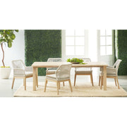 Essentials For Living Loom Outdoor Arm Chair ~ Taupe & White Flat Rope, Performance Pumice, Gray Teak