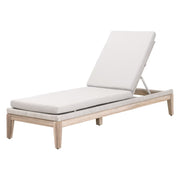 Essentials For Living Loom Outdoor Chaise Lounge ~ Taupe & White Flat Rope, Performance Pumice, Gray Teak