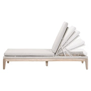 Essentials For Living Loom Outdoor Chaise Lounge ~ Taupe & White Flat Rope, Performance Pumice, Gray Teak