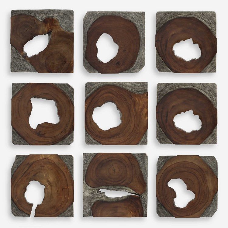 Uttermost Jungle Set of 9 Dark Coffee Brown and Rustic Black Suar