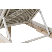 Essentials For Living Loom Outdoor Chaise Lounge ~ Taupe & White Flat Rope, Performance Pumice, Gray Teak
